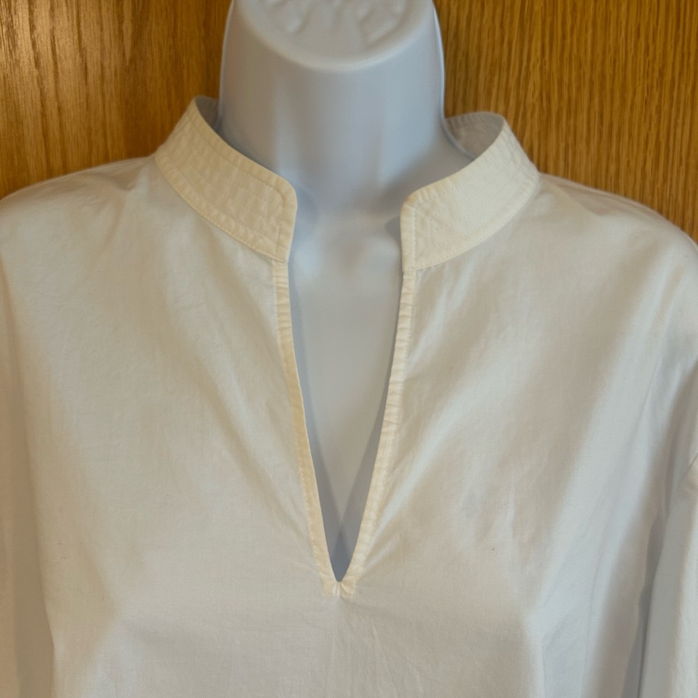 TORY‎ BURCH Sophie Fringed Crochet Trimmed 100% Cotton Poplin Top Size 12 - Picture 3 of 10